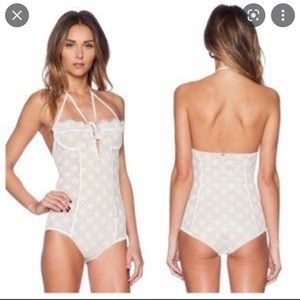 For Love and Lemons white lace body suit size M